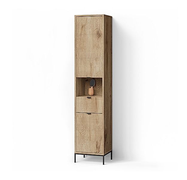 Livinity® Hochschrank ATERNO, Viking Oak, 40 x 190 cm mit Tür und Schublade günstig online kaufen