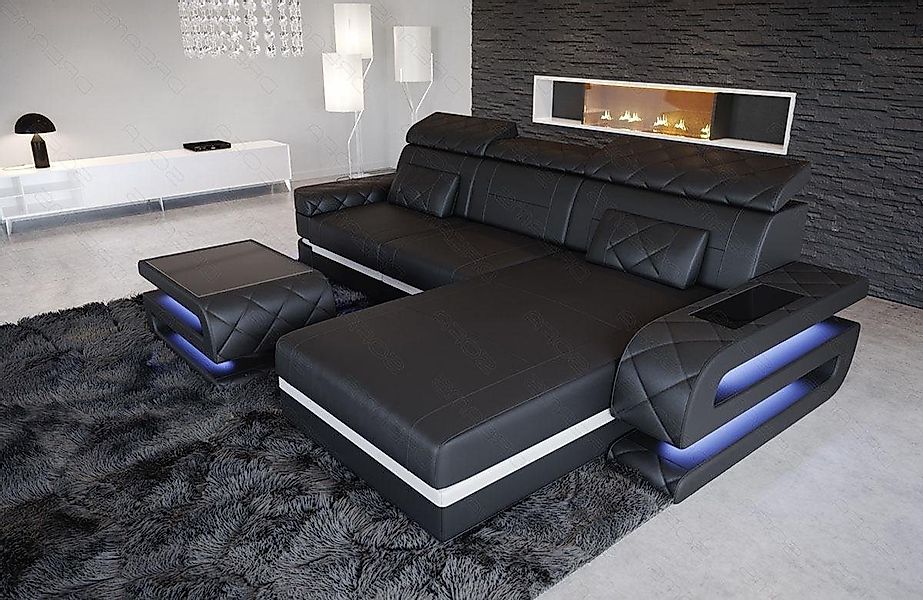 Sofa Dreams Ecksofa Ledersofa Bologna L Form Leder Sofa, Couch, mit LED, wa günstig online kaufen