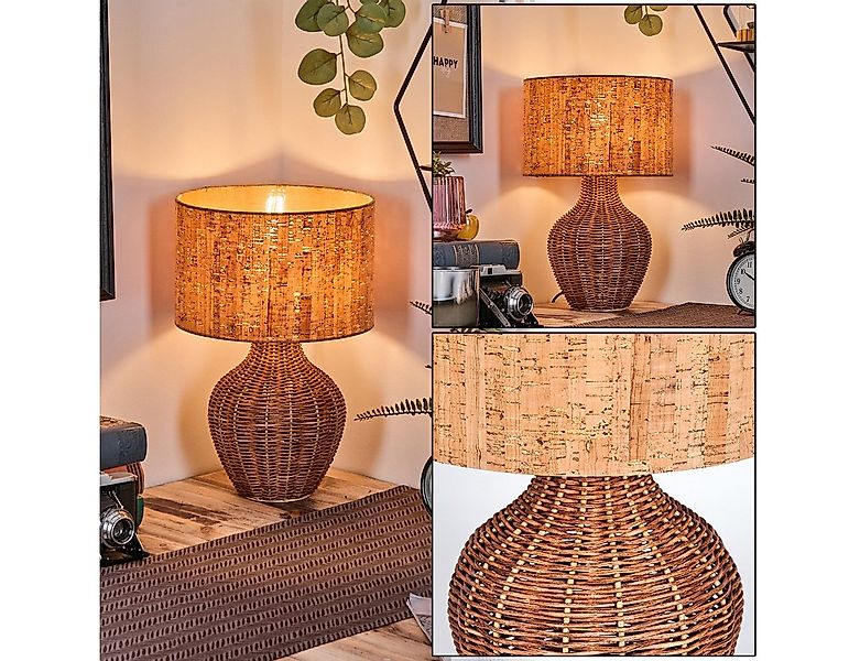 hofstein Tischleuchte Tischlampe aus Rattan/Korbgeflecht/Kork in Natur/Brau günstig online kaufen