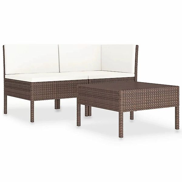 vidaXL Gartenlounge-Set 3-tlg. Garten-Lounge-Set mit Auflagen günstig online kaufen