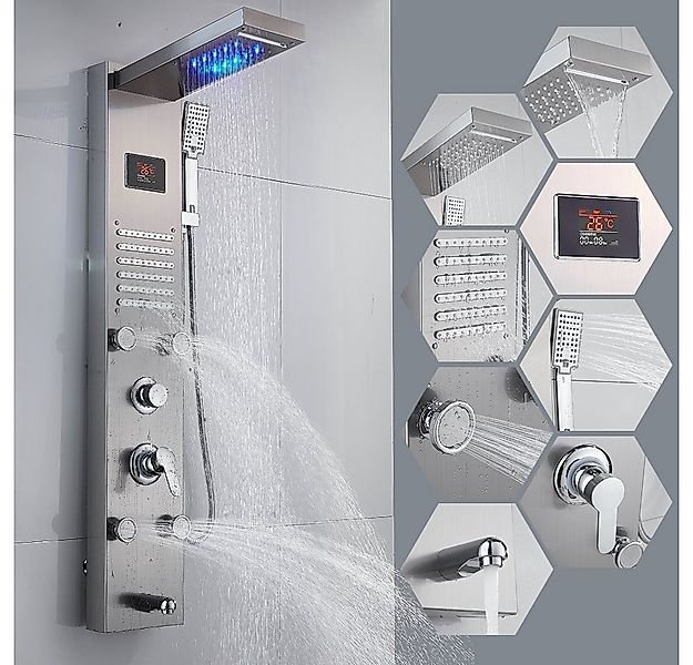 XERSEK Duschsäule Hydromassage-Duschsäule + Armaturen Edelstahl Duschpaneel günstig online kaufen
