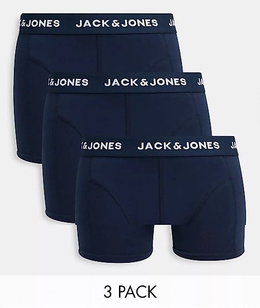 Jack & Jones – Marineblaue Unterhosen mit Logobund im 3er-Pack günstig online kaufen