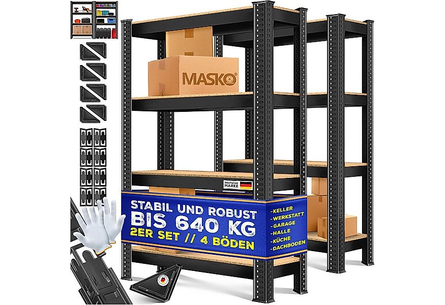 MASKO Schwerlastregal, 2er-Set Lagerregal Schwerlastregal, Kellerregal bis günstig online kaufen