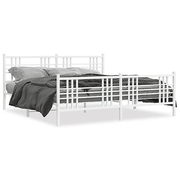 vidaXL Bettgestell mit Kopf- und Fußteil Metall Weiß 183x213 cm 376396 günstig online kaufen
