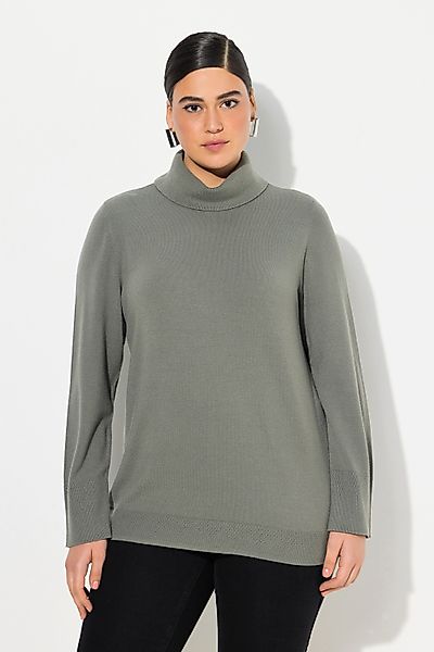 Ulla Popken Strickpullover Rollkragenpullover breite Rippbündchen günstig online kaufen