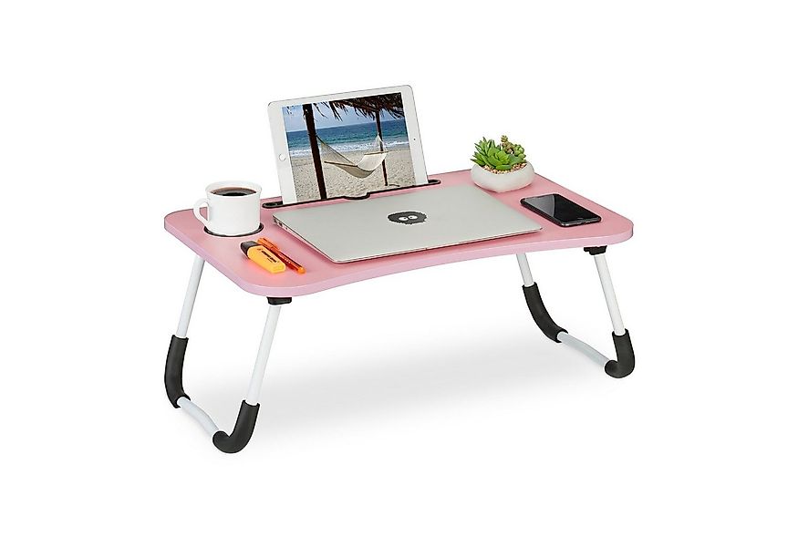 relaxdays Laptoptisch mit Tablet & Getränkehalt günstig online kaufen