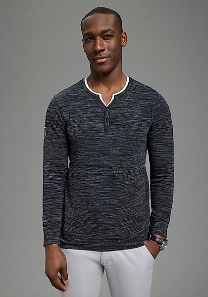 DELMAO Henleyshirt Langarm, melierte Optik, Henleykragen, aus Baumwollmisch günstig online kaufen