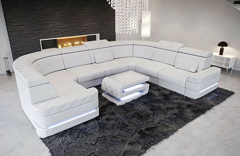 Sofa Dreams Wohnlandschaft Couch Sofa Leder Positano U Form Ledercouch, Led günstig online kaufen