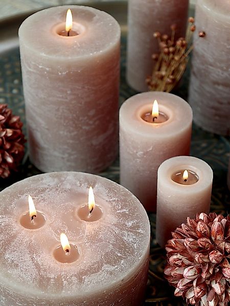 Chic Antique Rustic-Kerze Stumpenkerze Rustikale Kerze Macon Paraffin Linen günstig online kaufen