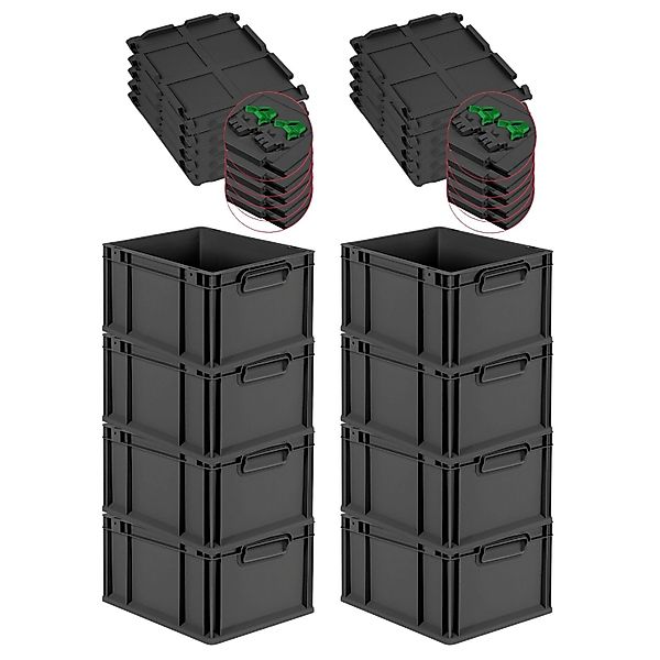 PROREGAL SuperSparSet 8x Eurobox Nextgen Grip Mit Scharnierdeckel Und Grüne günstig online kaufen
