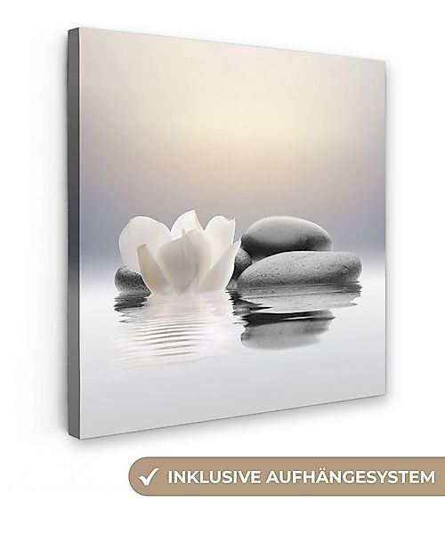 OneMillionCanvasses® Leinwandbild Steine - Lotus - Weiß - Wasser - Zen, Fot günstig online kaufen