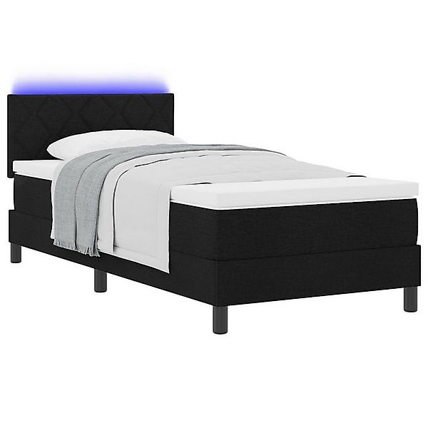 vidaXL Bett Boxspringbett mit Matratze & LED Schwarz 90x200 cm Stoff (1-tlg günstig online kaufen