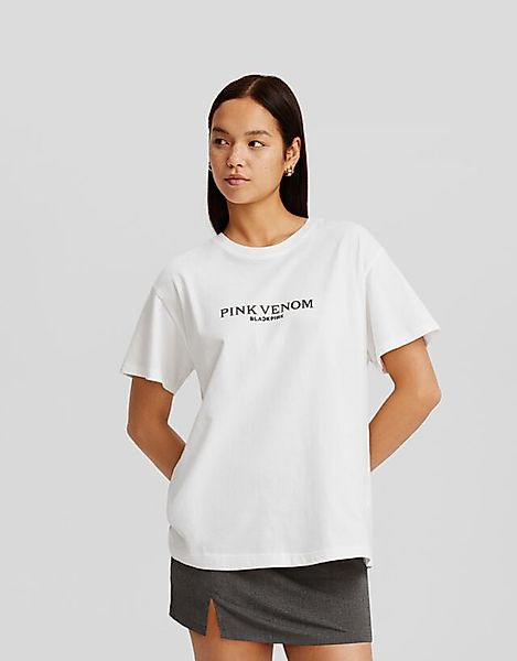 Bershka Blackpink-T-Shirt Mit Print Bskteen M Grbrochenes Weiss günstig online kaufen