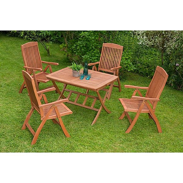 Gartenmöbel-Set Maracaibo 5-tlg. Braun inkl. Tisch 100/160 cm x 90 cm günstig online kaufen