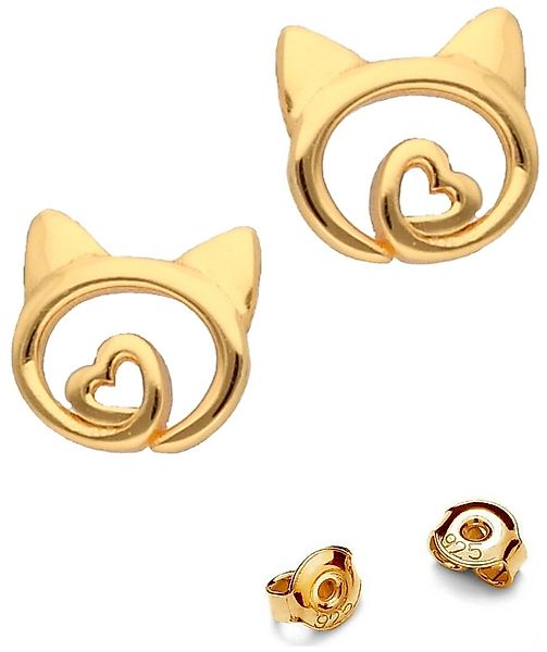 Goldene Hufeisen Paar Ohrstecker Katze Herz günstig online kaufen