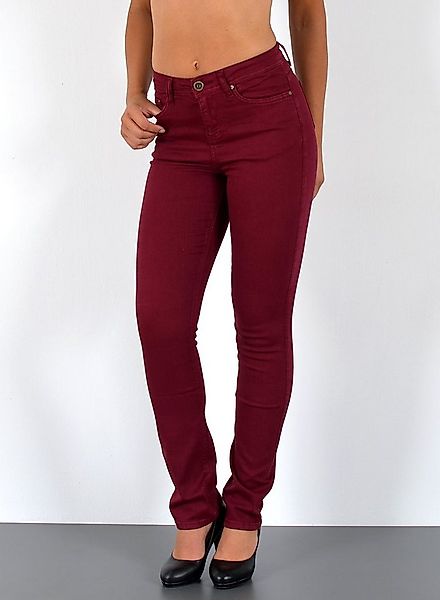 ESRA Straight-Jeans Stretch Jeans Straight Fit Damen Regular Hose High Wais günstig online kaufen