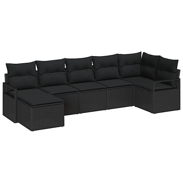 vidaXL Garten-Sofa-Set 7-Tlg Schwarz Poly Rattan 3346473 günstig online kaufen