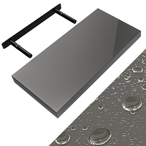 Wandregal Schweberegal 50cm Hochglanz Grau + Halterung günstig online kaufen