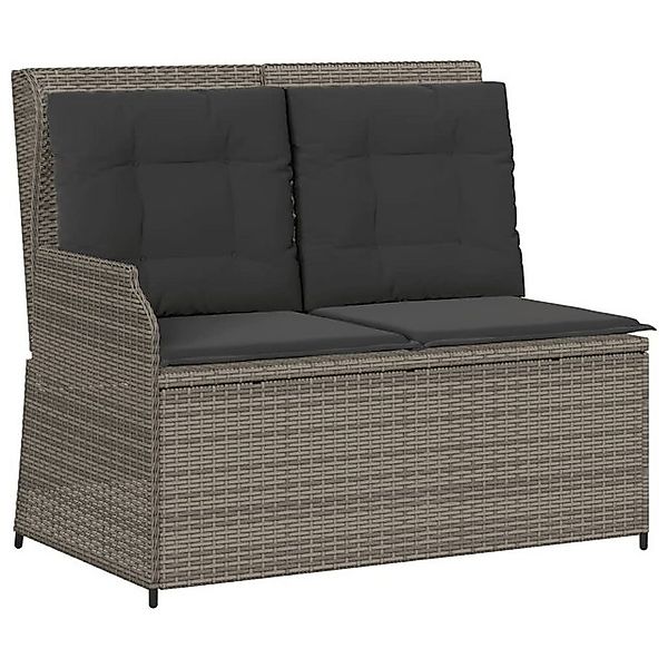 vidaXL Loungesofa Gartenbank Verstellbar mit Kissen Grau Poly Rattan, 1 Tei günstig online kaufen