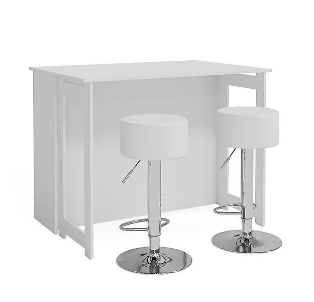 Vicco Bartisch Dominic, Weiß, 116 x 37 cm mit 2 Barhockern günstig online kaufen