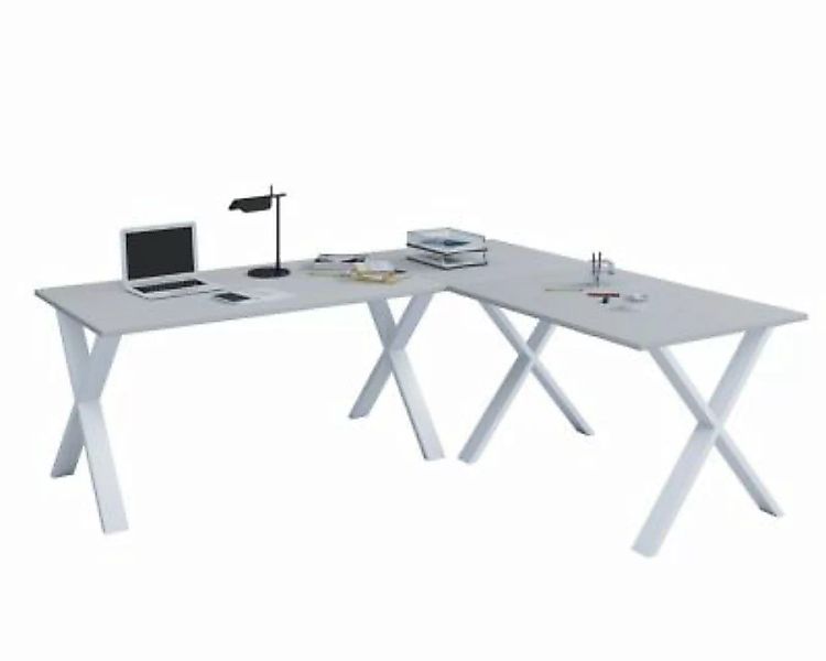 VCM Eckschreibtisch Schreibtisch Computer Winkeltisch Lona 80 X Alu Weiß gr günstig online kaufen