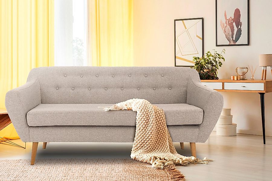 Home affaire 3-Sitzer "Renne" mit Heftung im Rücken im skandinavischem Stil günstig online kaufen