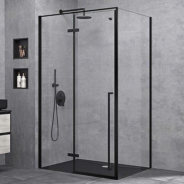 doporro Eckdusche Duschkabine Duschabtrennung schwarz ESG-Glas günstig online kaufen