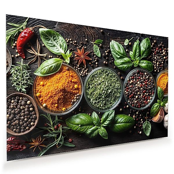 Primedeco Glasbild Wandbild Gewürze Und Kräuter günstig online kaufen