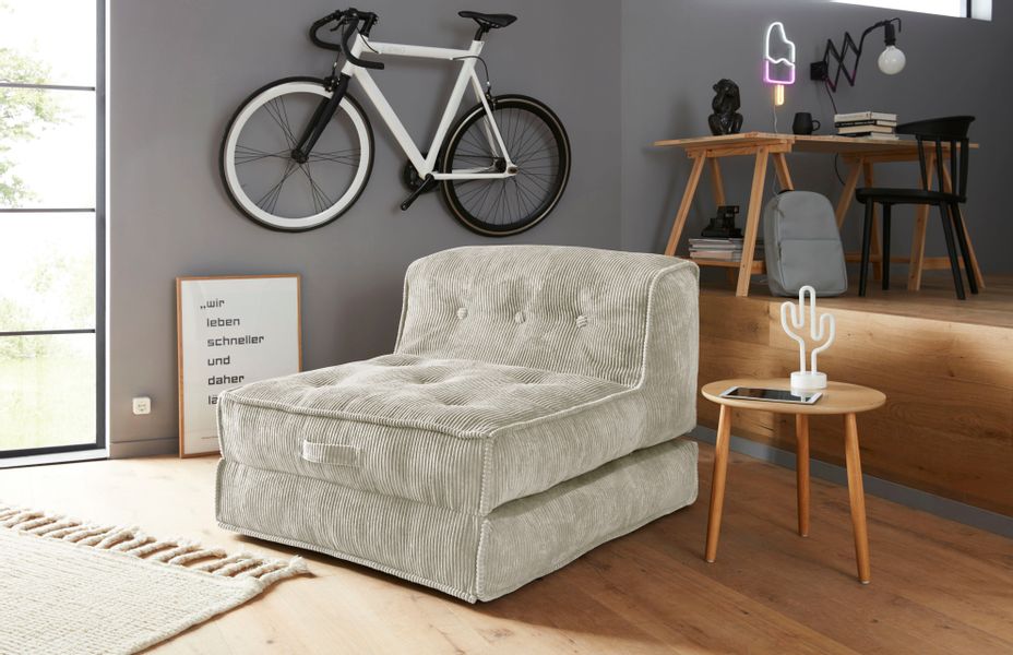 INOSIGN Sessel "Pia" Loungesessel aus Cord, in 2 Größen, Pouf-Funktion. günstig online kaufen