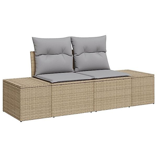 vidaXL Loungesofa Gartensofa 2-Sitzer mit Stauraum und Kissen Beige Poly Ra günstig online kaufen