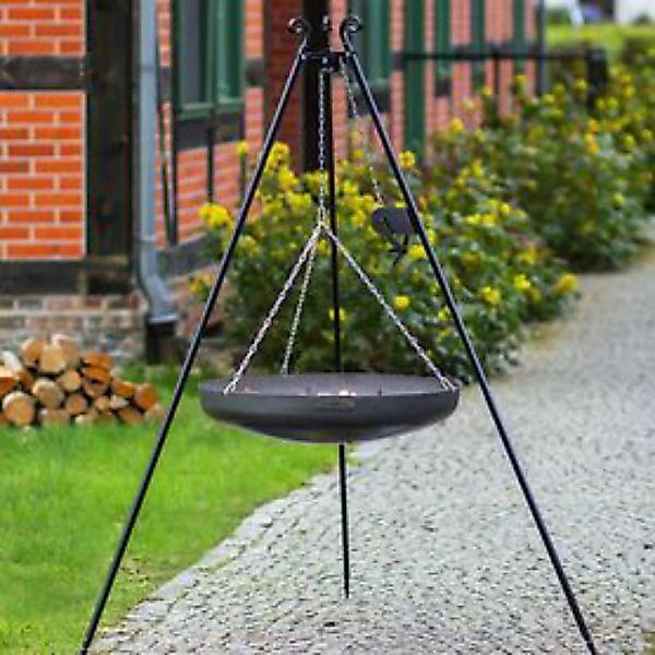 Wok am Dreibein, 180 cm Höhe, Rohstahl, 70 cm Durchmesser + Kurbel günstig online kaufen