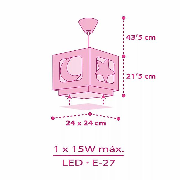 Kinderzimmer Pendelleuchte Moonlight in Rosa fluoreszierend E27 günstig online kaufen