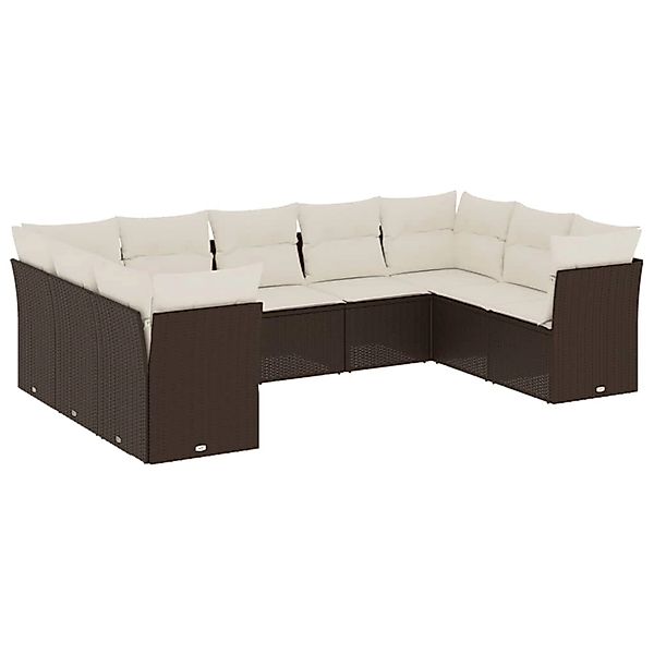 vidaXL 9-Tlg Garten-Sofagarnitur mit Kissen Braun Poly Rattan 3249972 günstig online kaufen
