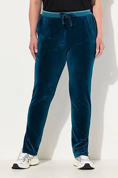Ulla Popken Jogginghose Samt-Jogginghose Glitzer-Piping Elastikbund günstig online kaufen