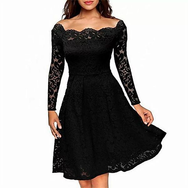 ZWY Langarmbody Damen Elegant Spitzenkleid Vokuhila Hochzeit Abendkleid Coc günstig online kaufen