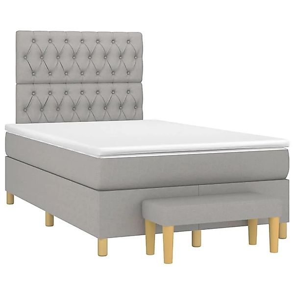 vidaXL Boxspringbett mit Matratze Hellgrau 120x200 cm Stoff 3137381 günstig online kaufen