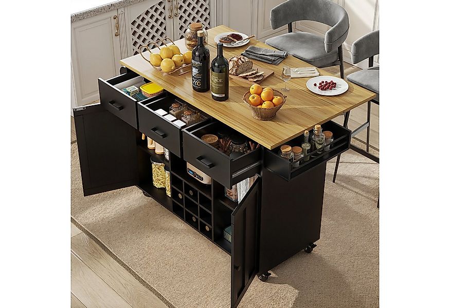 Flieks Küchenwagen mit klappbaren Arbeitsplatte, Handtuchhalter, Gewürzrega günstig online kaufen