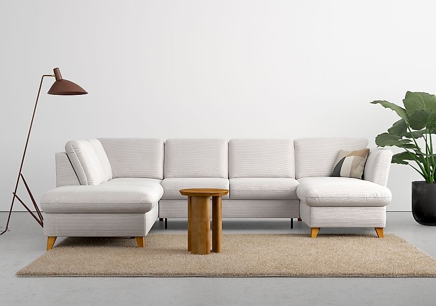 Home affaire Wohnlandschaft »Trelleborg U-Form« wahlweise mit Bettfunktion günstig online kaufen