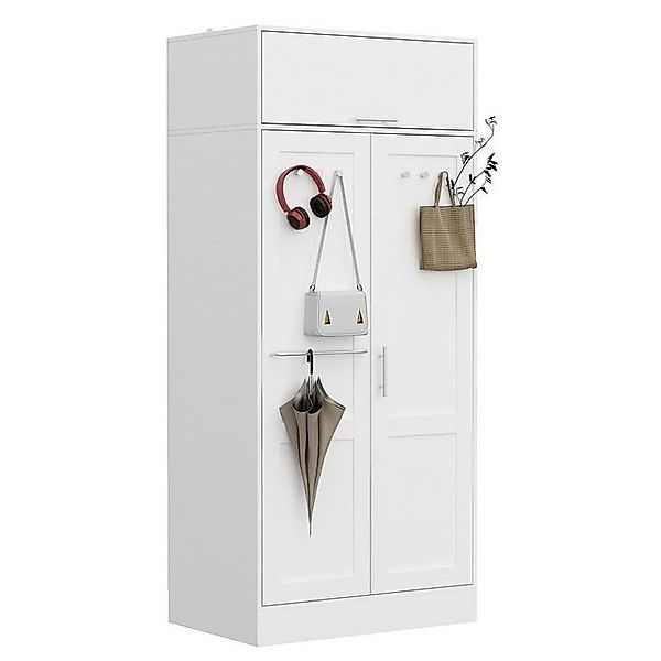 FUFU&GAGA Kleiderschrank Kleiderschrank mit 3 Türen, 80 x 52 x 180 cm, Weiß günstig online kaufen