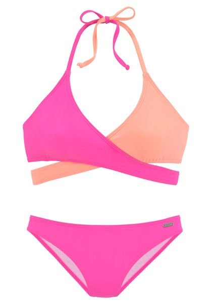 Bench. Triangel-Bikini gewickelt in zweifarbigem Design günstig online kaufen