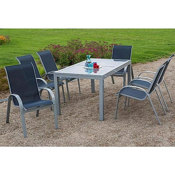 Gartenmöbel Set 7-teilig, Gartentisch 140cm bis 200cm 6x Stühle marine TOLE günstig online kaufen