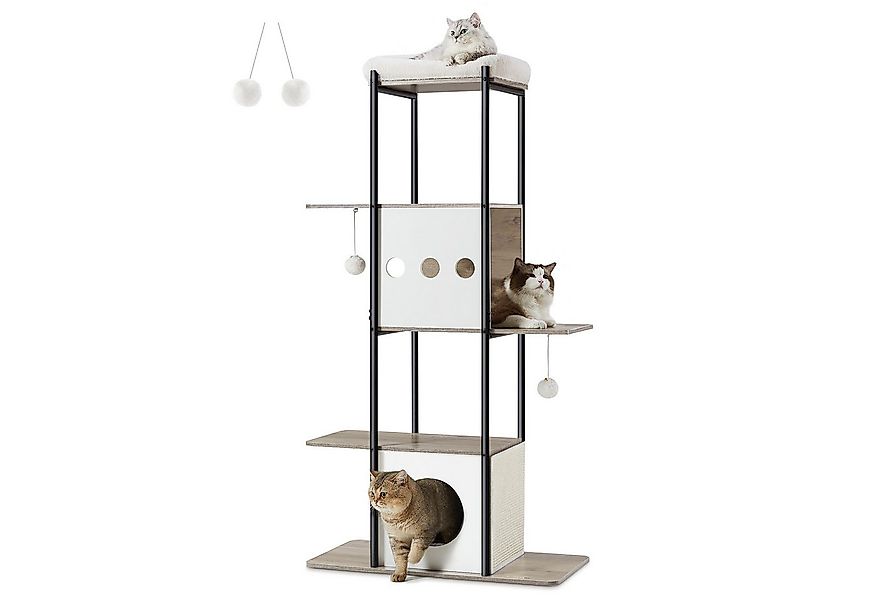 FEANDREA Kratzbaum, große Plattform Katzenturm mit Kratzmatte modern günstig online kaufen