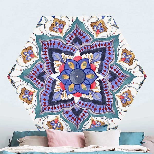Hexagon Mustertapete selbstklebend Mandala Meditation Namasté günstig online kaufen