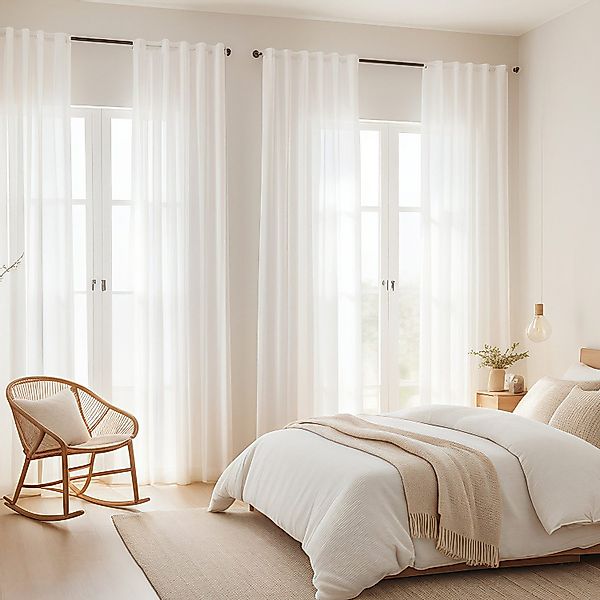 Simloveve Gardine Voile Gardinen Weiss Halbtransparent günstig online kaufen