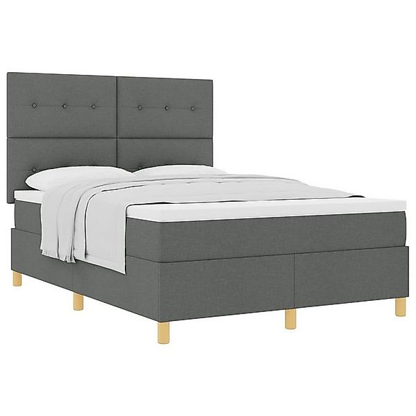vidaXL Bett Boxspringbett mit Matratze Dunkelgrau 140x200 cm Stoff (1-tlg) günstig online kaufen