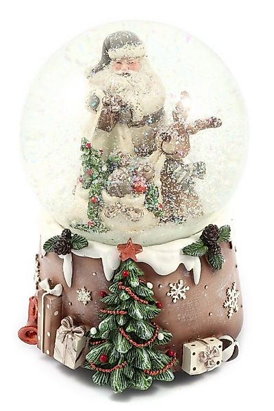 ELLUG Schneekugel Schneekugel mit Spieluhr zum Aufziehen grau-weiß, Schnee& günstig online kaufen