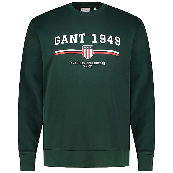 Gant Sweatshirt mit Label-Print Farbe dunkelgrün Größe: 5XL günstig online kaufen