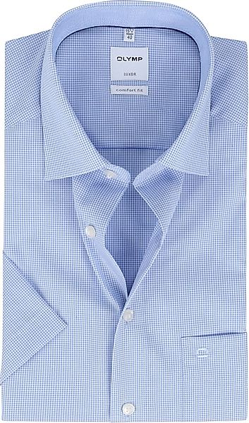 OLYMP Hemd  Luxor Kurzarm Karo Blau - Größe 41 günstig online kaufen