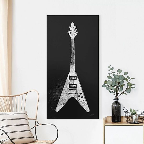 Leinwandbild E-Gitarre Schwarz-Weiß günstig online kaufen
