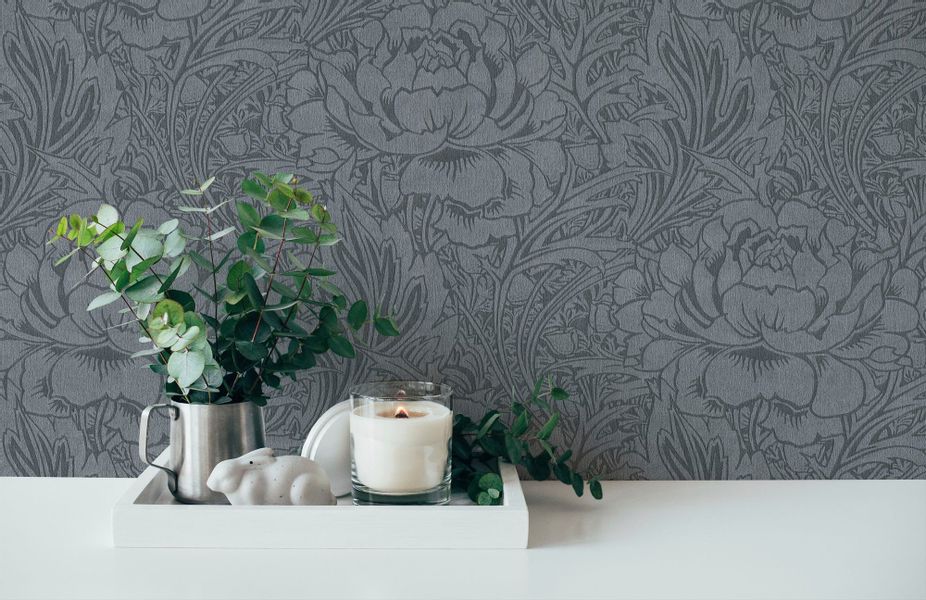 Bricoflor anthrazit Tapete mit Rosen Vlies Blumentapete Nostalgisch für Ess günstig online kaufen